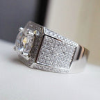 Fashion Full Rhinestone Micro-insert Silver Ring, US Size: 10, Diameter: 19.9mm, Perimeter: 62.4mm