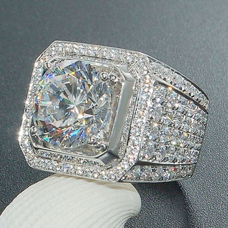 Fashion Full Rhinestone Micro-insert Silver Ring, US Size: 10, Diameter: 19.9mm, Perimeter: 62.4mm