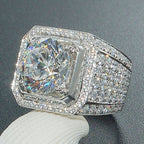 Fashion Full Rhinestone Micro-insert Silver Ring, US Size: 10, Diameter: 19.9mm, Perimeter: 62.4mm