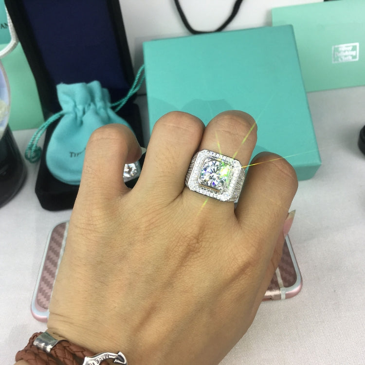Fashion Full Rhinestone Micro-insert Silver Ring, US Size: 10, Diameter: 19.9mm, Perimeter: 62.4mm