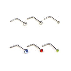 60 PCS Color Mixed Diamond Shape Stainless Steel Nose Stud Rings L Shaped Piercing Jewelry, Pin Length: 7mm, pin diameter: 0.6mm (Color)