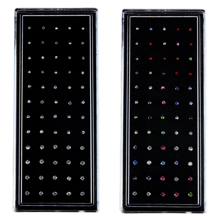 60 PCS Color Mixed Diamond Shape Stainless Steel Nose Stud Rings L Shaped Piercing Jewelry, Pin Length: 7mm, pin diameter: 0.6mm (Color)