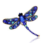 Vintage Classical Dragonfly Pattern Rhinestone Brooch — Blue