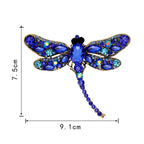 Vintage Classical Dragonfly Pattern Rhinestone Brooch — Blue