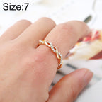 Simple Stylish Ladies Full Rhinestone Twist Modelling Ring(US Size:7)