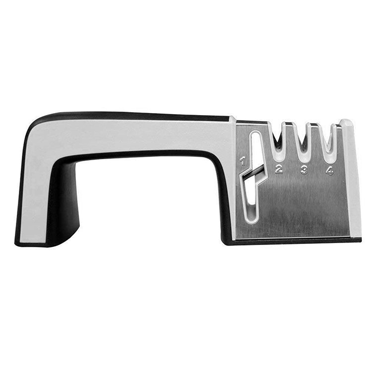 4 in 1 Stainless Steel Knife Sharpener Four Section Hand-held Quick Sharpening Tool with Non Slip Handle