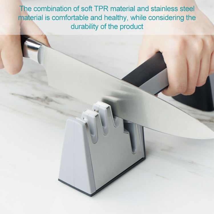 4 in 1 Stainless Steel Knife Sharpener Four Section Hand-held Quick Sharpening Tool with Non Slip Handle
