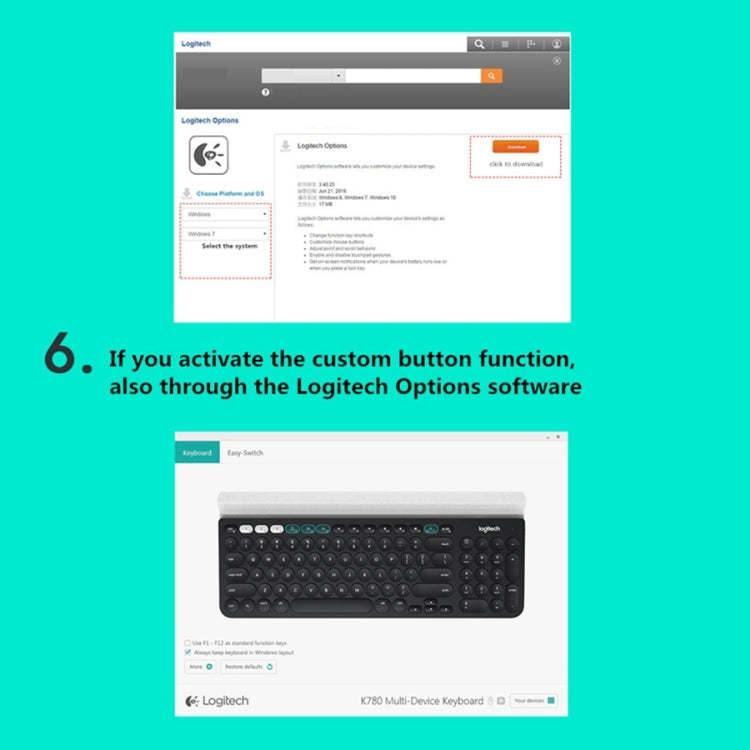Logitech K780 Multi-device Bluetooth + Unifying Dual Mode Wireless Keyboard with Stand — view 16