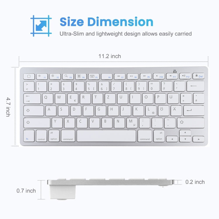 WB-8022 Ultra-thin Wireless Bluetooth Keyboard, German Keys — view 7