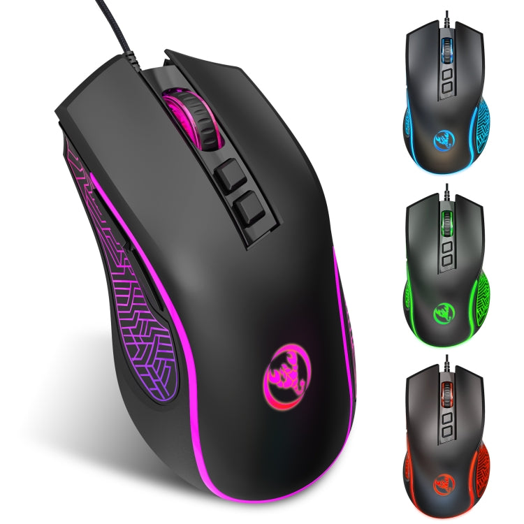 HXSJ X100 7-buttons 3600 DPI Cool Glowing Wired Gaming Mouse, Cable Length: 1.5m — view 9