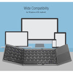B033 Rechargeable 3-Folding 64 Keys Bluetooth Wireless Keyboard with Touchpad