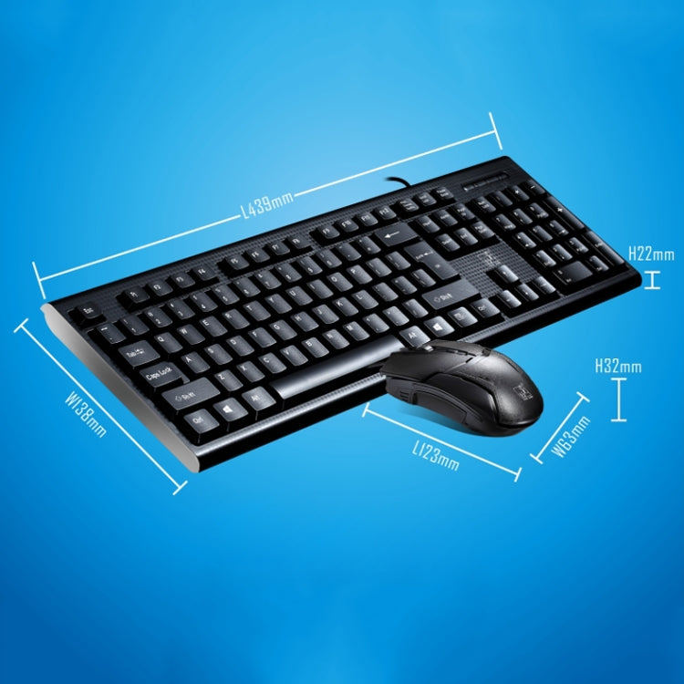 Chasing Leopard Q9 1600 DPI Professional Wired Grid Texture Gaming Office Keyboard + Optical Mouse Kit