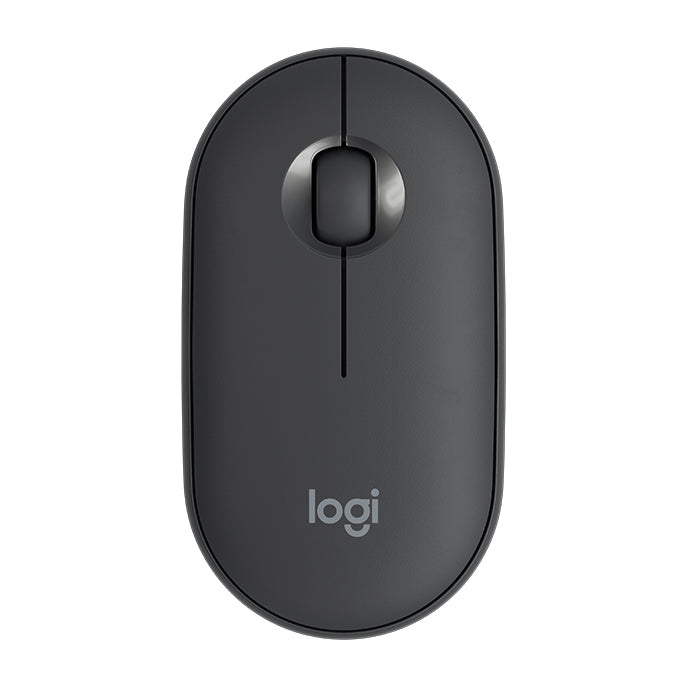 Logitech Pebble Cobblestone Shape Thin 3-keys 1000DPI Mute Wireless Bluetooth Optical Mouse, Wireless Range: 10m — Black