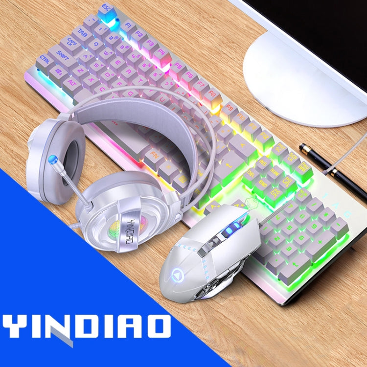 YINDIAO K002 USB Wired Mechanical Feel RGB Backlight Keyboard + Optical Mouse + Headset Set