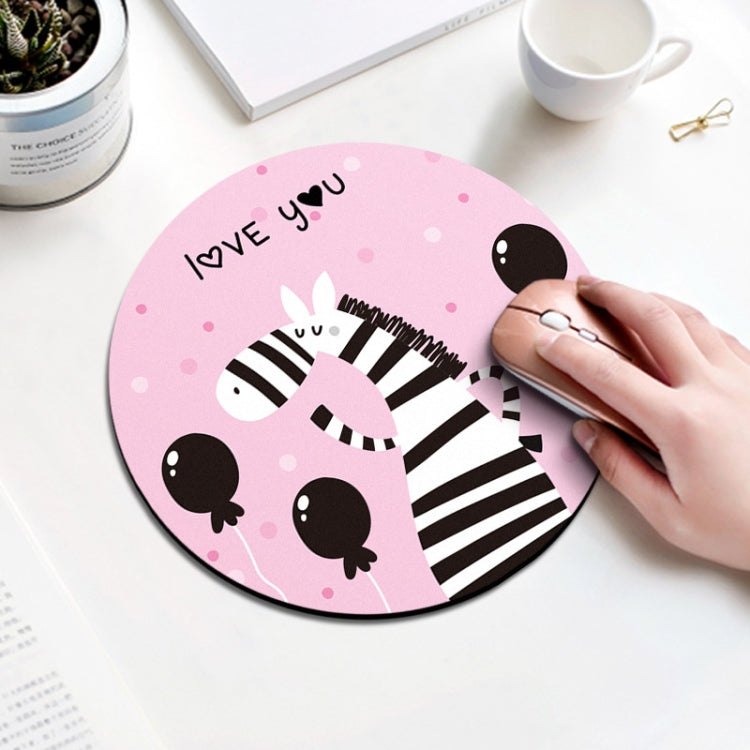 Zebra Pattern Circular Mouse Pad, Diameter: 22cm — Zebra