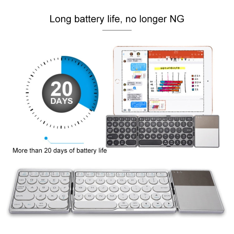 GK408 Three-fold Rechargeable Wireless Bluetooth Keyboard with Touchpad, Support Android / IOS / Windows — view 7