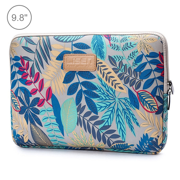 Lisen 9.8 inch Sleeve Case Colorful Leaves Zipper Briefcase Carrying Bag — Grey