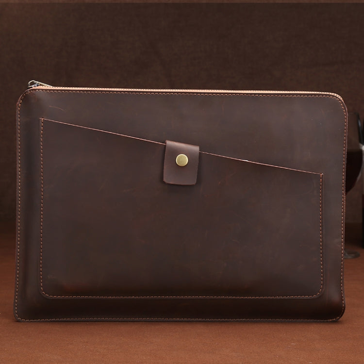 Universal Genuine Leather Business Zipper Laptop Tablet Bag For 12 inch and Below — Green