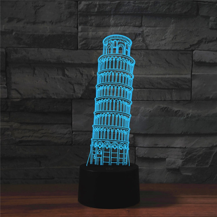 Paris Leaning Tower Shape 3D Colorful LED Vision Light Table Lamp, Touch Version — Charging Touch Version