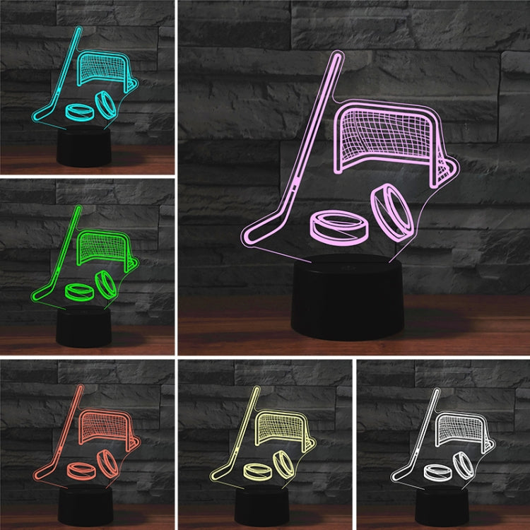 Ice Hockey Shape 3D Colorful LED Vision Light Table Lamp, USB & Battery Version