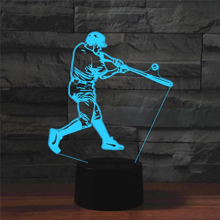 Playing Baseball Shape 3D Colorful LED Vision Light Table Lamp, Charging Touch Version