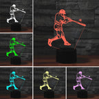 Playing Baseball Shape 3D Colorful LED Vision Light Table Lamp, Crack Remote Control Version
