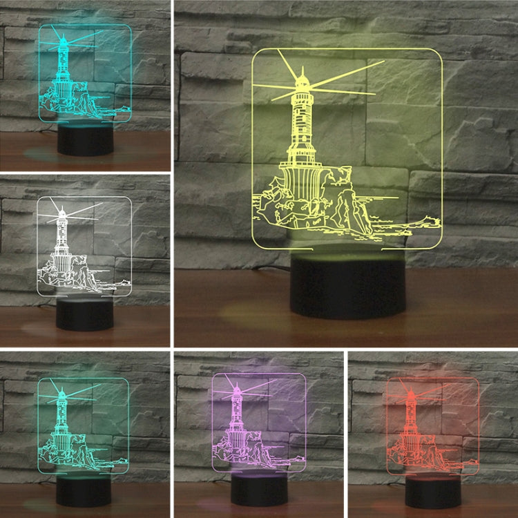 Lighthouse Shape 3D Colorful LED Vision Light Table Lamp, 16 Colors Remote Control Version — view 3