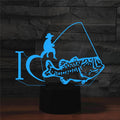 Fishing Shape 3D Colorful LED Vision Light Table Lamp, USB Touch Version