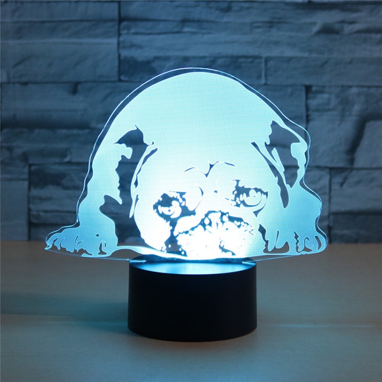 Prostrated Dog Shape 3D Colorful LED Vision Light Table Lamp, 16 Colors Remote Control Version
