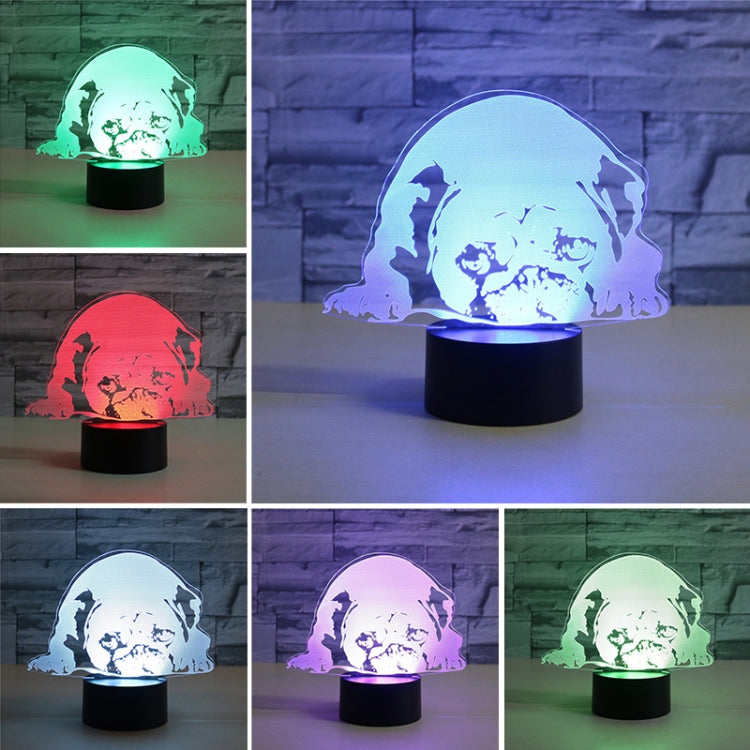 Prostrated Dog Shape 3D Colorful LED Vision Light Table Lamp, 16 Colors Remote Control Version