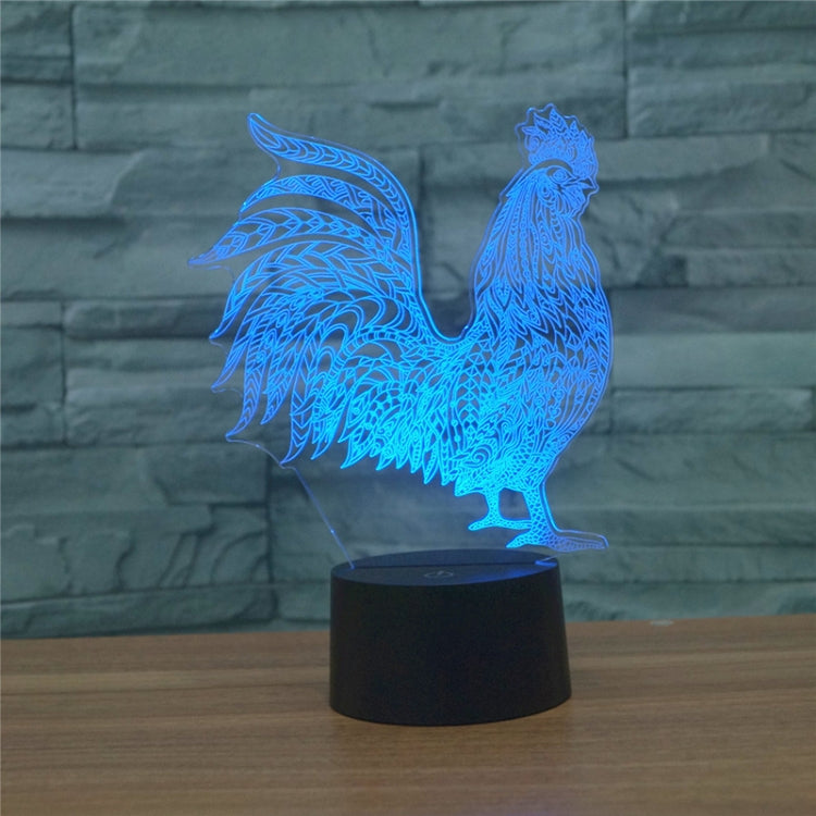 Cock Shape 3D Colorful LED Vision Light Table Lamp, USB Touch Version — USB Touch Version