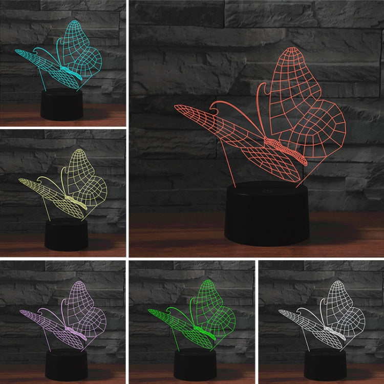 Butterfly Shape 3D Colorful LED Vision Light Table Lamp, 16 Colors Remote Control Version