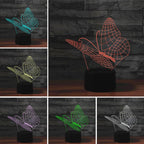 Butterfly Shape 3D Colorful LED Vision Light Table Lamp, USB Touch Version — view 3