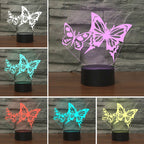 Two Butterflies Shape 3D Colorful LED Vision Light Table Lamp, USB & Battery Version