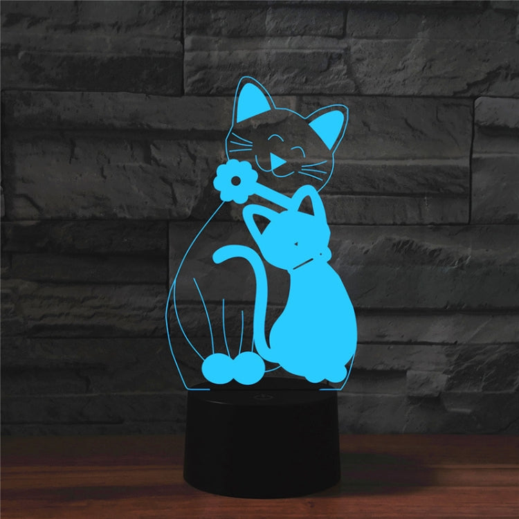 Cat Shape 3D Colorful LED Vision Light Table Lamp, Charging Touch Version