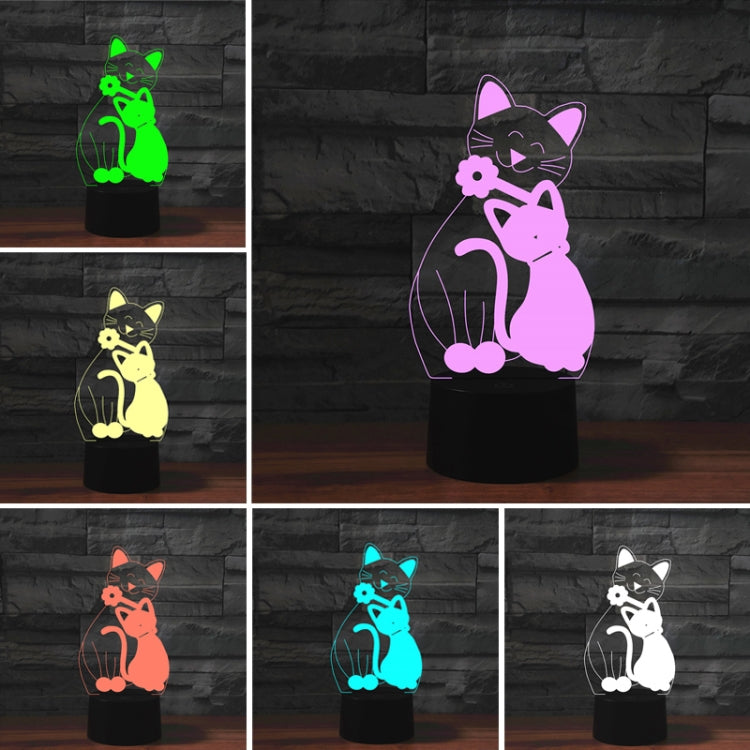 Cat Shape 3D Colorful LED Vision Light Table Lamp, Crack Touch Version