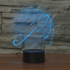 Umbrella Shape 3D Colorful LED Vision Light Table Lamp, 16 Colors Remote Control Version