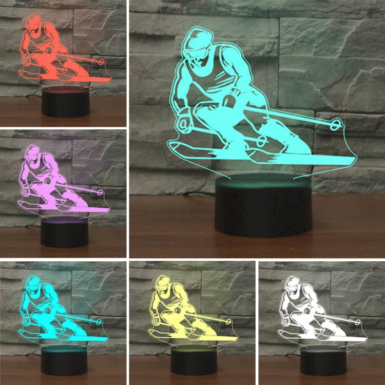 Skiing Shape 3D Colorful LED Vision Light Table Lamp, USB Touch Version — view 3