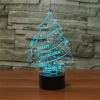 Christmas Tree Shape 3D Colorful LED Vision Light Table Lamp, Charging Touch Version