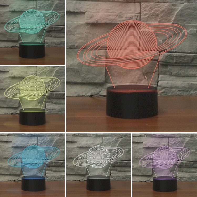 Saturn Shape 3D Colorful LED Vision Light Table Lamp, USB & Battery Version — view 3