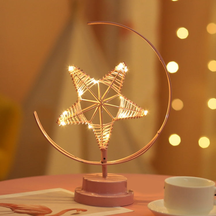 Star Moon Shape Iron Night Light Decorative Light, Battery Version