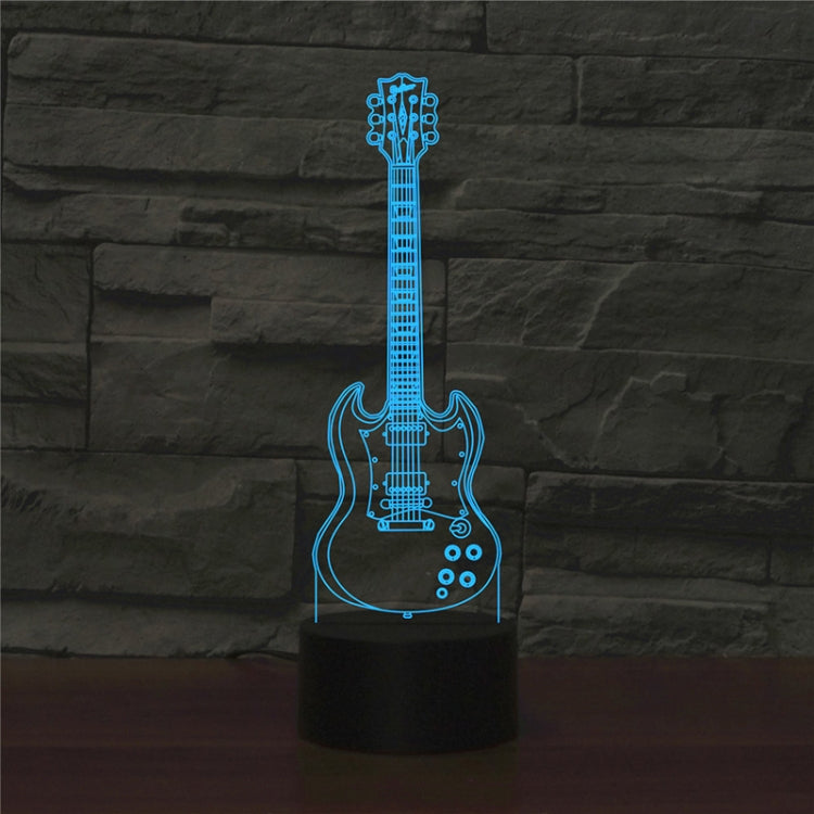 Five-string Guitar Shape 3D Colorful LED Vision Light Table Lamp, USB Touch Version