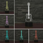 Five-string Guitar Shape 3D Colorful LED Vision Light Table Lamp, USB & Battery Version — view 3