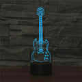 Five-string Guitar Shape 3D Colorful LED Vision Light Table Lamp, Charging Touch Version