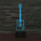 Five-string Guitar Shape 3D Colorful LED Vision Light Table Lamp, Charging Touch Version — Charging Touch Version