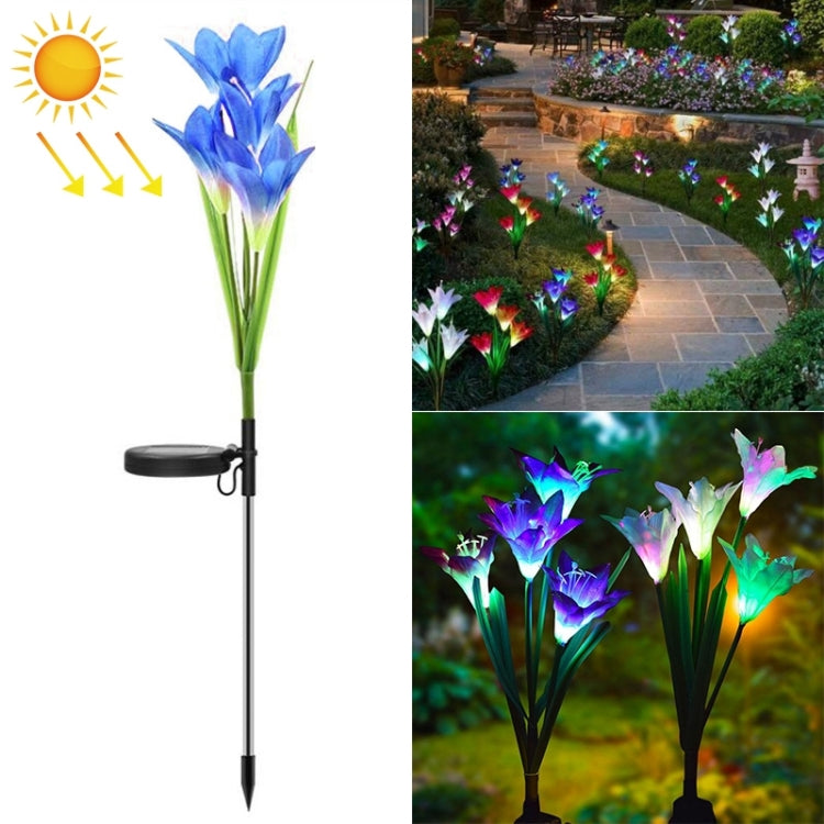 Simulated Lily Flower 4 Heads Solar Powered Outdoor IP55 Waterproof LED Decorative Lawn Lamp, White Light — view 14