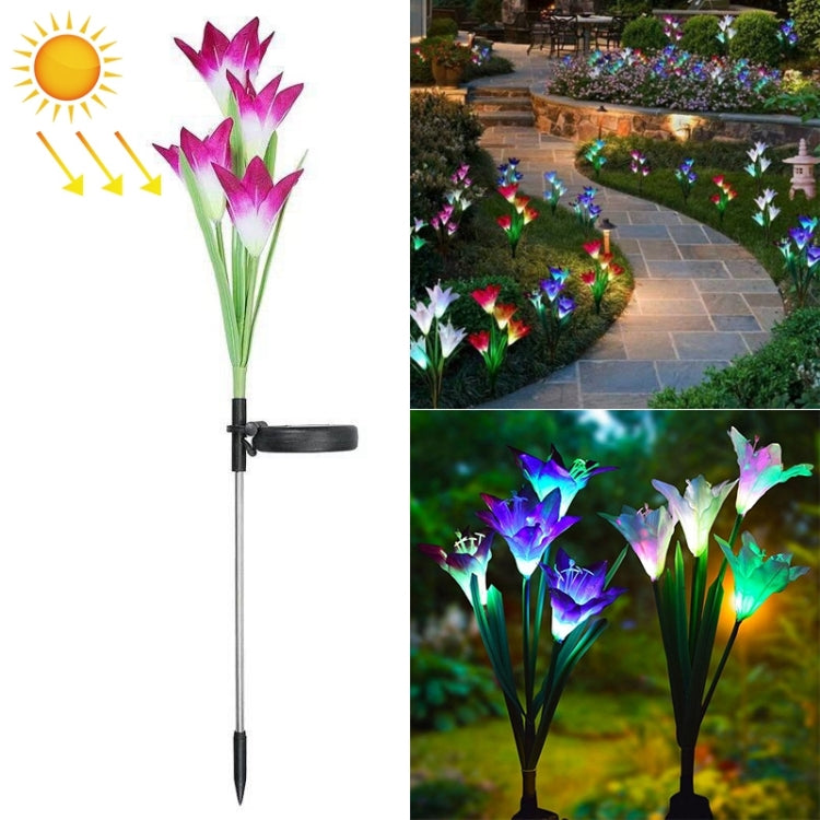 Simulated Lily Flower 4 Heads Solar Powered Outdoor IP55 Waterproof LED Decorative Lawn Lamp, White Light — view 15