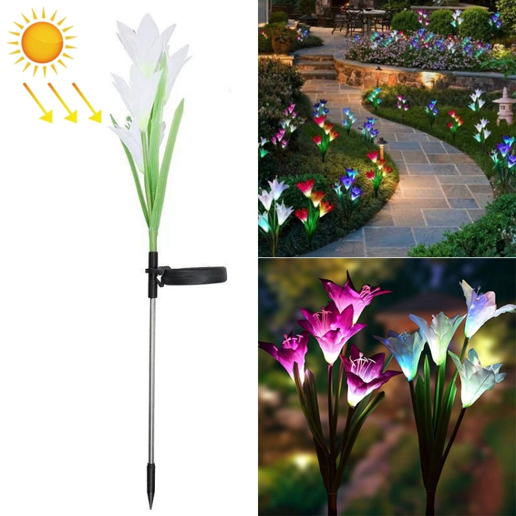 Simulated Lily Flower 4 Heads Solar Powered Outdoor IP55 Waterproof LED Decorative Lawn Lamp, White Light — view 16