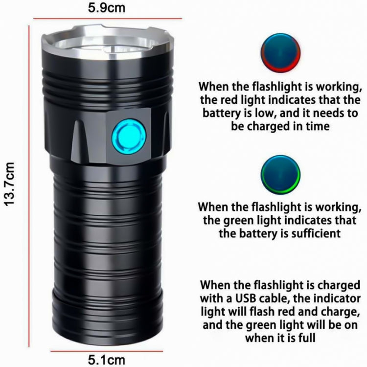 3 Gears, K18MAX 18xT6, Luminous Flux: 5400lm LED Flashlight