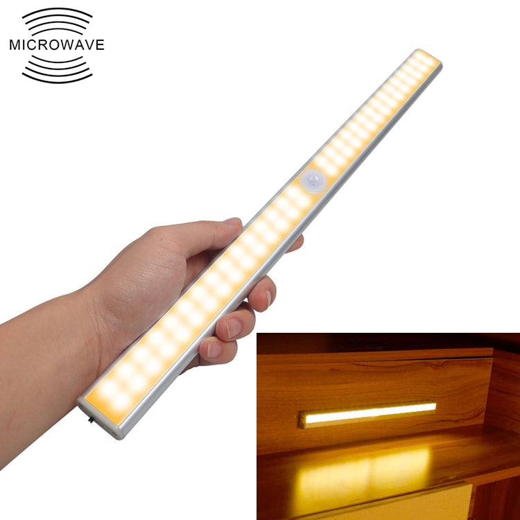 Wide Screen Intelligent Human Body Sensor Light LED Corridor Cabinet Light, USB Charging Version, 2.8W 60 LEDs Warm White